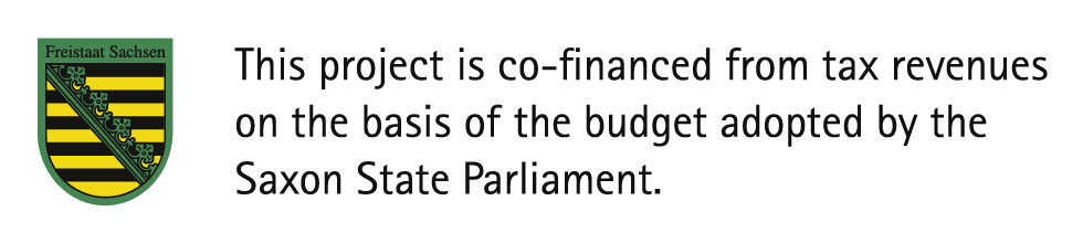This project is co-financed from tax revenues on the basis of the budget adopted by the Saxon Sate Parliament. Logo Freistaat Sachsen